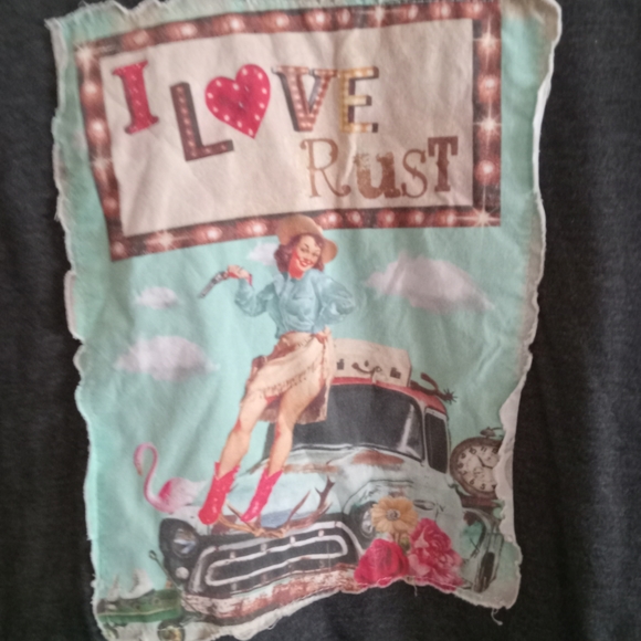 Bella Canvas I love Rust Cowgirl Western Tee Shirt - Picture 3 of 5